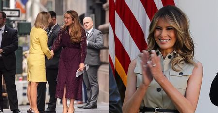 Marta Nawrocka w żółtym komplecie wybrała się na spotkanie z Melanią Trump