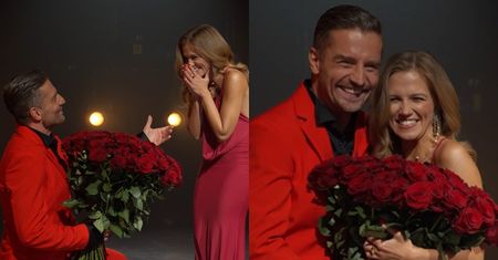 Marcin Rogacewicz z bukietem róż padł na kolana przed Agnieszką Kaczorowską w zapowiedzi koncertu walentynkowego. "Chciałem Cię poprosić..." (WIDEO)