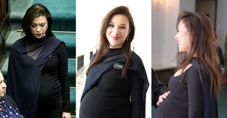 Żona Sławosza Uznańskiego-Wiśniewskiego pojawiła się w Sejmie w zaawansowanej ciąży (ZDJĘCIA)