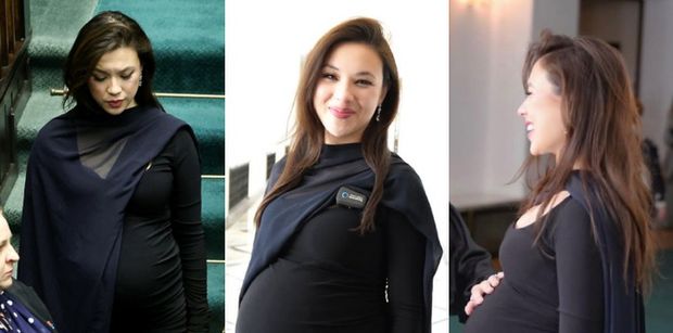 Żona Sławosza Uznańskiego-Wiśniewskiego pojawiła się w Sejmie w zaawansowanej ciąży (ZDJĘCIA)