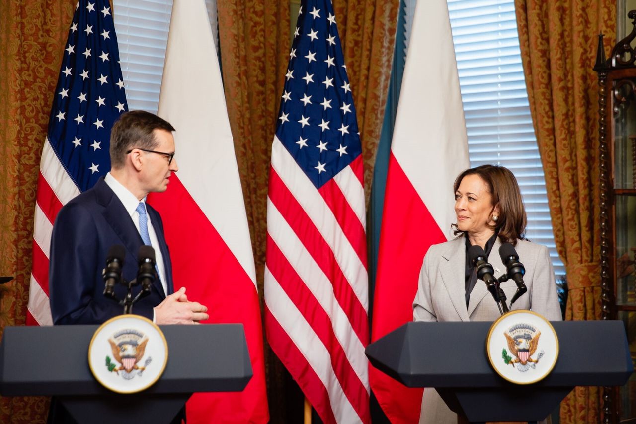 Mateusz Morawiecki i Kamala Harris
