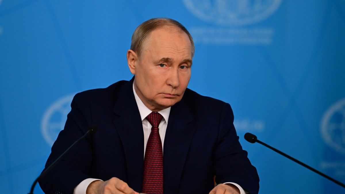 President of Russia Vladimir PutinMOSCOW, RUSSIA - JUNE 14: President of Russia Vladimir Putin meets with the Russian Foreign Ministry leadership in Moscow, Russia on June 14, 2024. (Photo by Sefa Karacan/Anadolu via Getty Images)Anadolurussian foreign ministry leadership, president of russia putin, political, pol, russian foreign ministry, president of russia vladimir putin, politic