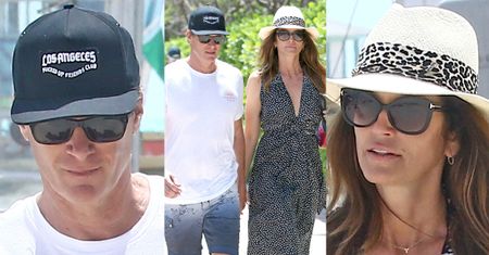 Wyletniona Cindy Crawford na spacerze z mężem