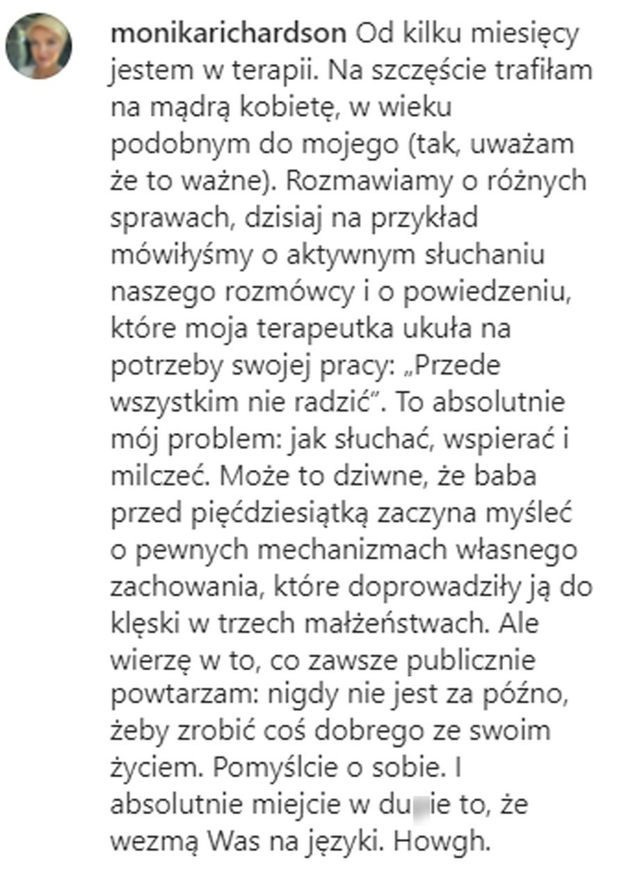 Monika Richardson o terapii 