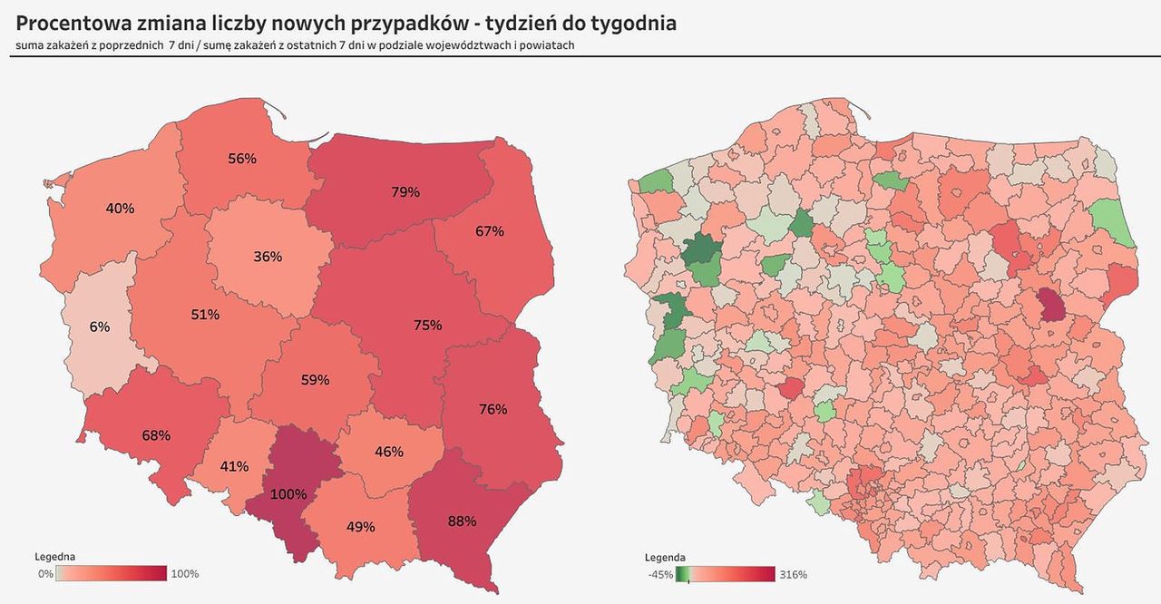 Piąta fala COVID-19 w Polsce. Gdzie przybyło najwięcej przypadków w porównaniu do ubiegłego tygodnia?