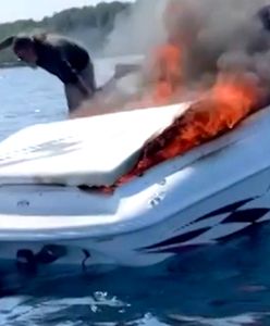 Ogień i kłęby dymu. Dramatyczny moment na łodzi