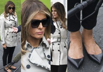 Smutna Melania w balerinkach za 2 TYSIĄCE pozuje przed Białym Domem (ZDJĘCIA)