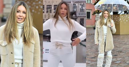 Małgorzata Rozenek w beżowym płaszczu i śniegowcach śle uśmiechy sprzed Placu Zamkowego w "Dzień dobry TVN" (ZDJĘCIA)