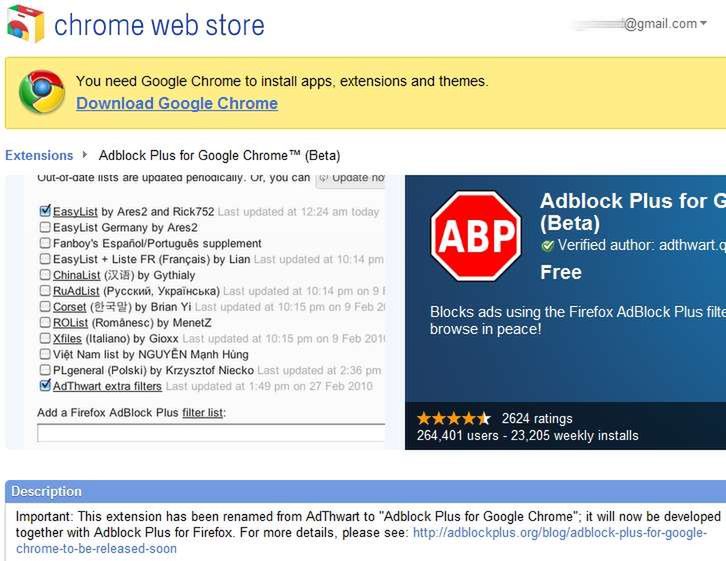 Słynny Adblock Plus dla Chrome’a już jest. Szkoda, że nie działa jak należy (akt.) 2