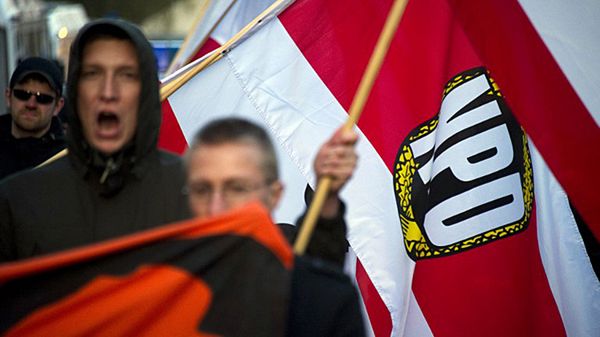 Demonstracja członków NPD w Berlinie