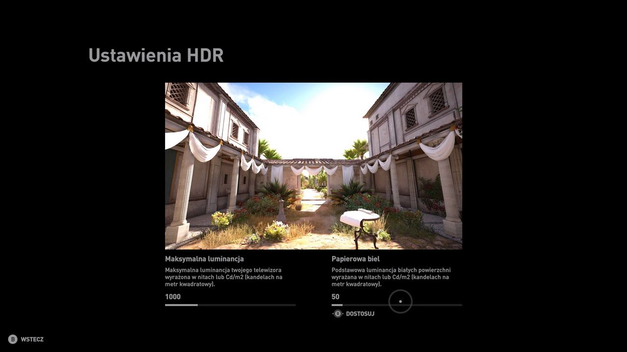 Xbox One X - ustawienia HDR Assassin