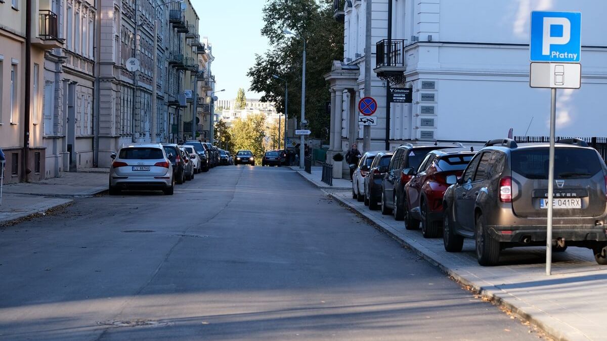 Samochody zaparkowane w Strefie Płatnego Parkowania na ul. Niecałej