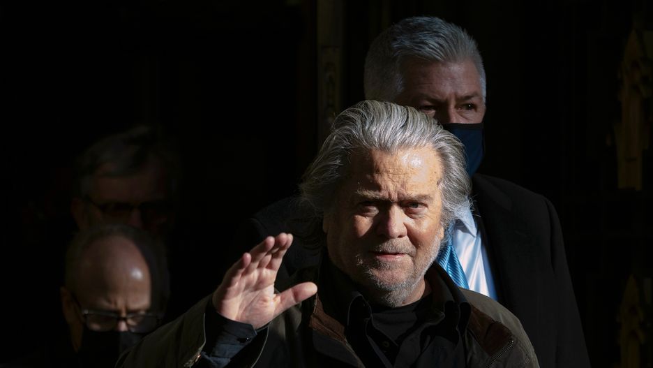Steve Bannon Indicted For Contempt Of CongressWASHINGTON, DC - NOVEMBER 15: Former Trump Administration White House advisor Steve Bannon departs U.S. District Court after an appearance on November 15, 2021 in Washington, DC. Bannon was charged on Friday with two counts of contempt of Congress after refusing to comply with a subpoena from the House Select Committee investigating the January 6 attack on the U.S. Capitol. (Photo by Win McNamee/Getty Images)Win McNamee