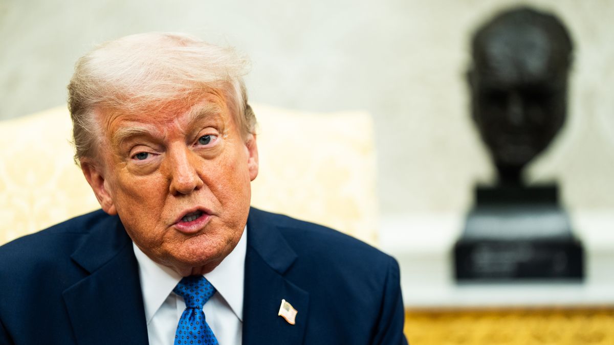 WASHINGTON, DC  April 24, 2025:

US President Donald Trump during a Bilateral meeting with Prime Minister of Norway Jonas Gahr Støre in the Oval Office of the White House on Thursday April 24, 2025.

(Photo by Demetrius Freeman/The Washington Post via Getty Images)