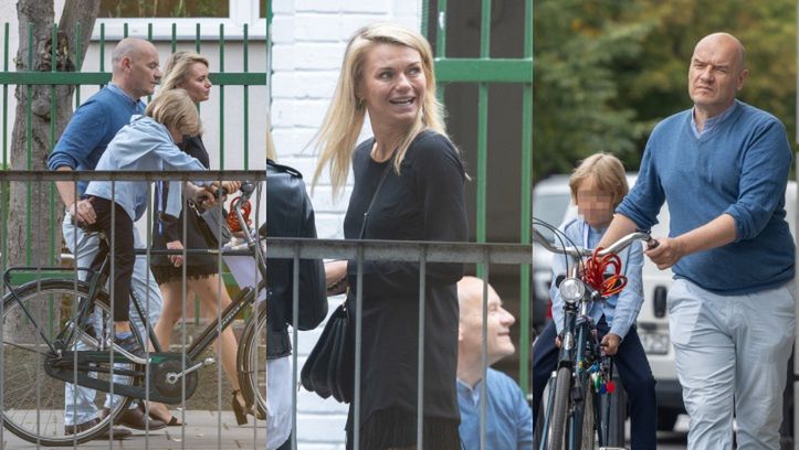 Emilia Komarnicka i Redbad Klynstra odprowadzają syna ze szkoły