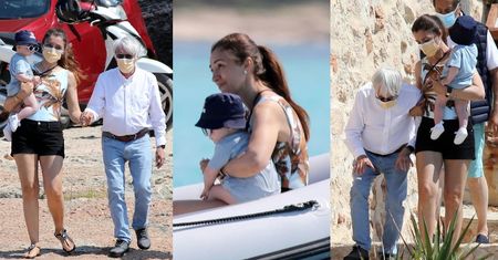90-letni Bernie Ecclestone relaksuje się na wakacjach w towarzystwie o połowę młodszej żony i rocznego synka (ZDJĘCIA)