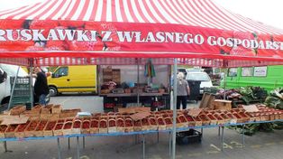 Sobota na starachowickim targowisku. Truskawki i rozsady warzyw
