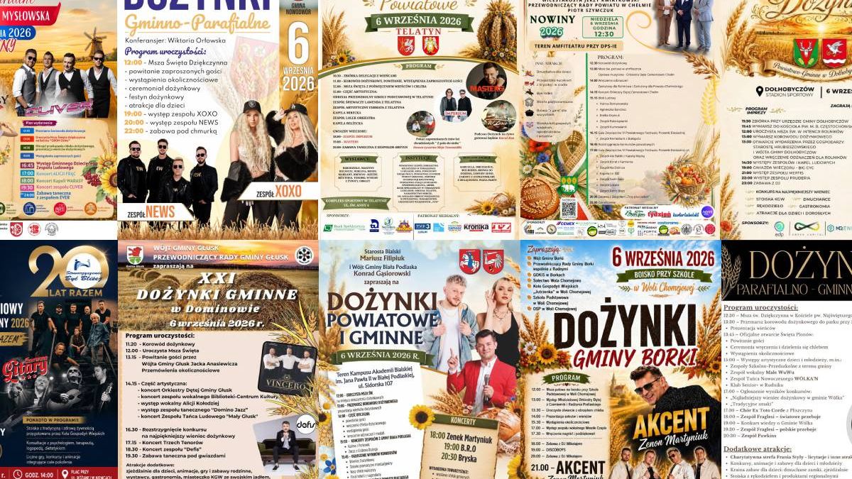 Dożynki i imprezy w województwie lubelskim w niedzielę, 6 września 2026