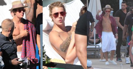 Bieber z dziewczynami na basenie... (ZDJĘCIA)