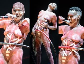 Grace Jones BEZ STANIKA na scenie... (ZDJĘCIA)