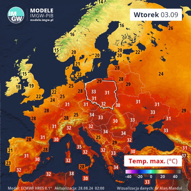 Prognoza IMGW na wtorek, 3 września