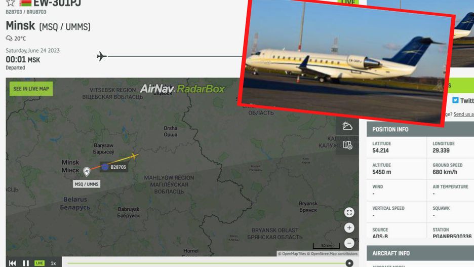 Białoruski samolot rządowy zawrócił w drodze do Moskwy