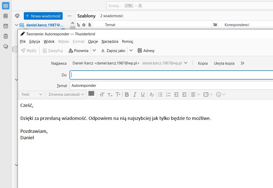 Thunderbird: jak skonfigurować autoresponder?