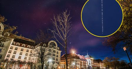 Satelity Starlink nad Polską. Długi, rozciągnięty przelot