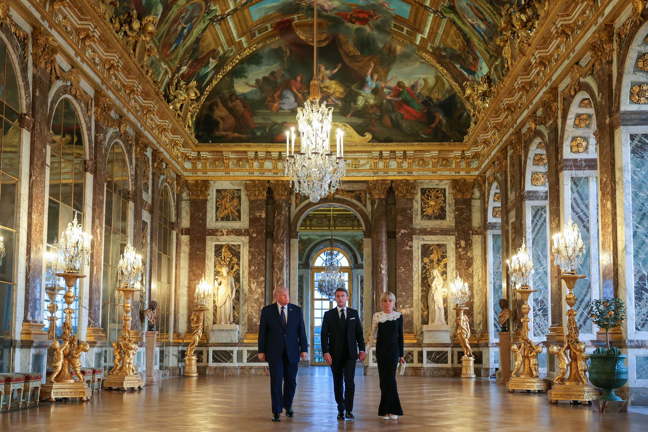 Emmanuel i Brigitte Macron, Donald Trump