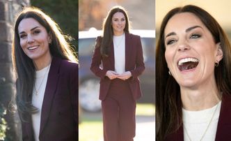 Kate Middleton w burgundowym zestawie za prawie 7 tysięcy błyszczy na spotkaniu z niepełnosprawnymi rugbystami (ZDJĘCIA)