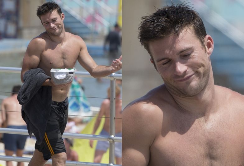 Scott Eastwood na plaży w Sydney