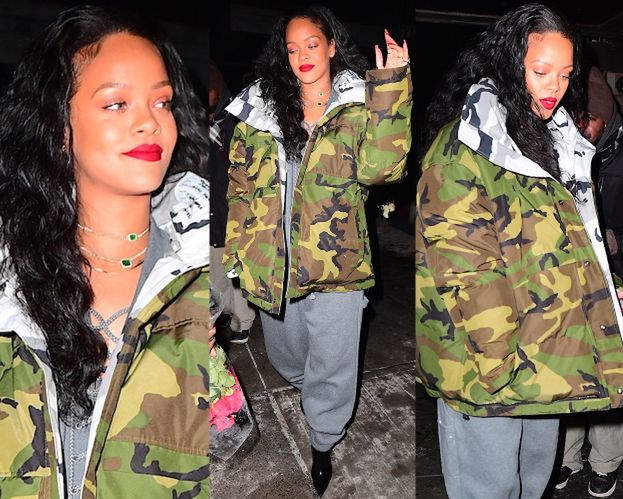 Rihanna w kurtce moro za 14 tysięcy