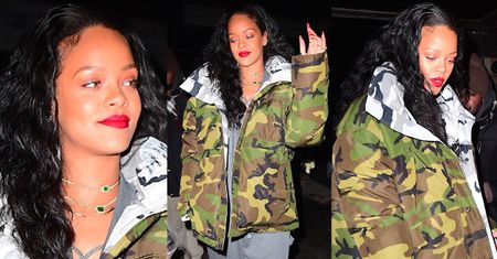 Rihanna w kurtce moro za 14 tysięcy