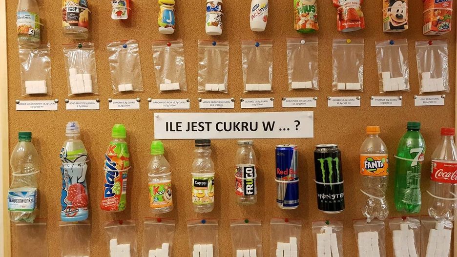 Dzieci mogą zobaczyć ile cukru kryje się w napojach