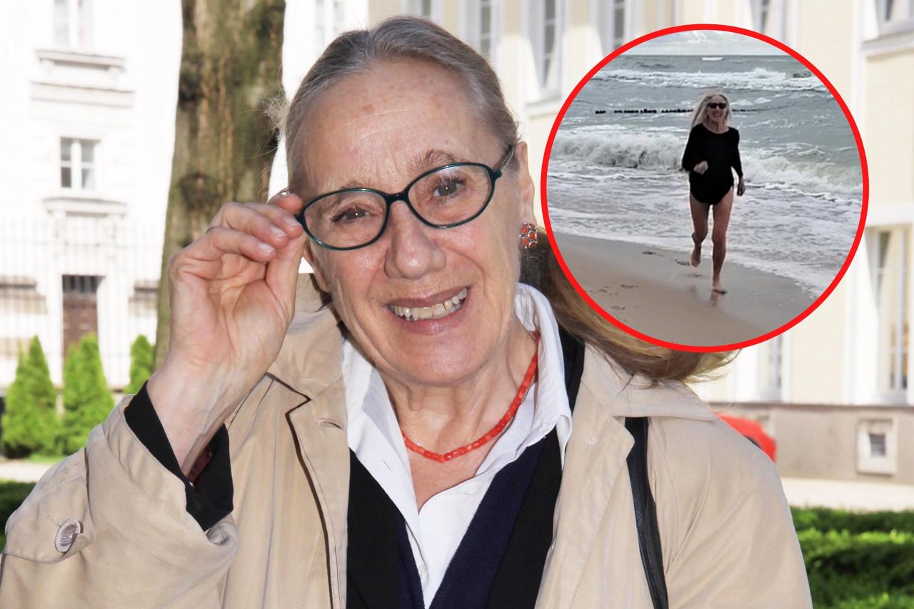 Wysportowana Maja Komorowska biega po plaży. Aktorka skończyła 82 lata