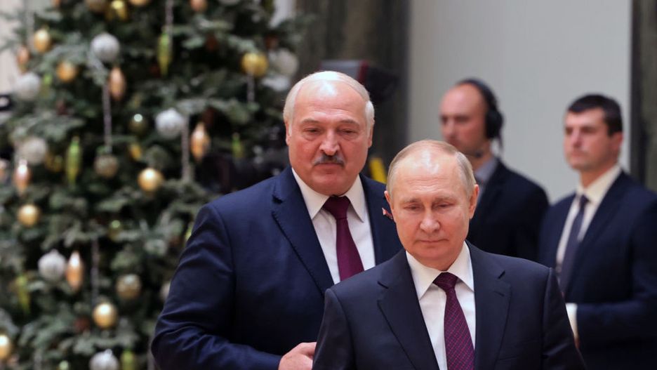 Putin Meets Belarussian Counterpart Lukashenko In Minsk
MINSK, BELARUS - DECEMBER 19: (RUSSIA OUT) Russian President Vladimir Putin (R) and Belarussian President Alexander Lukashenko (L) enter the hall during their joint press conference at the Palace of Independence, on December 19, 2022 in Minsk, Belarus. President Putin is having a one-day visit to Belarus to discuss military and economic cooperation. (Photo by Contributor/Getty Images)
Contributor