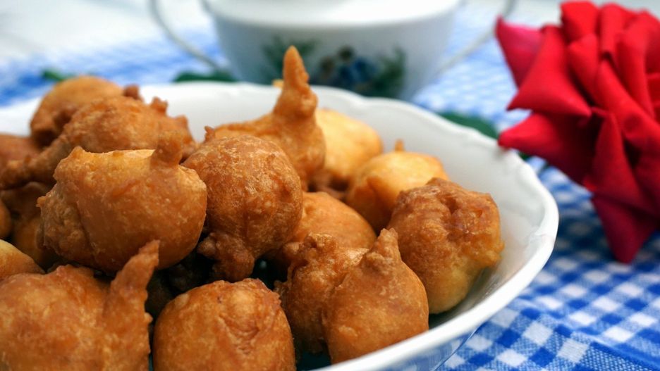 Homemade fried dumplings made of flour and spices and fried in oil