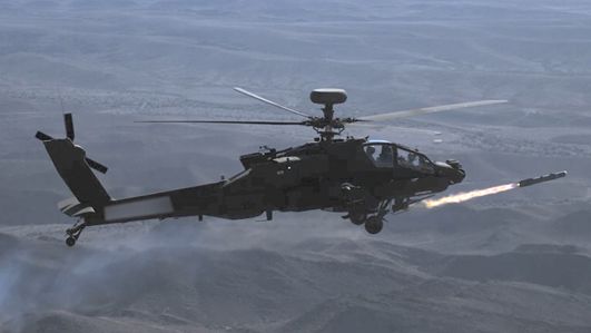 Próbne odpalenie pocisku Brimstone ze śmigłowca AH-64 Apache.