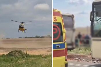 Wypadek autokarów z dziećmi. Lądował śmigłowiec LPR