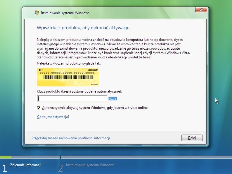 Instalacja Windows Vista krok po kroku 5