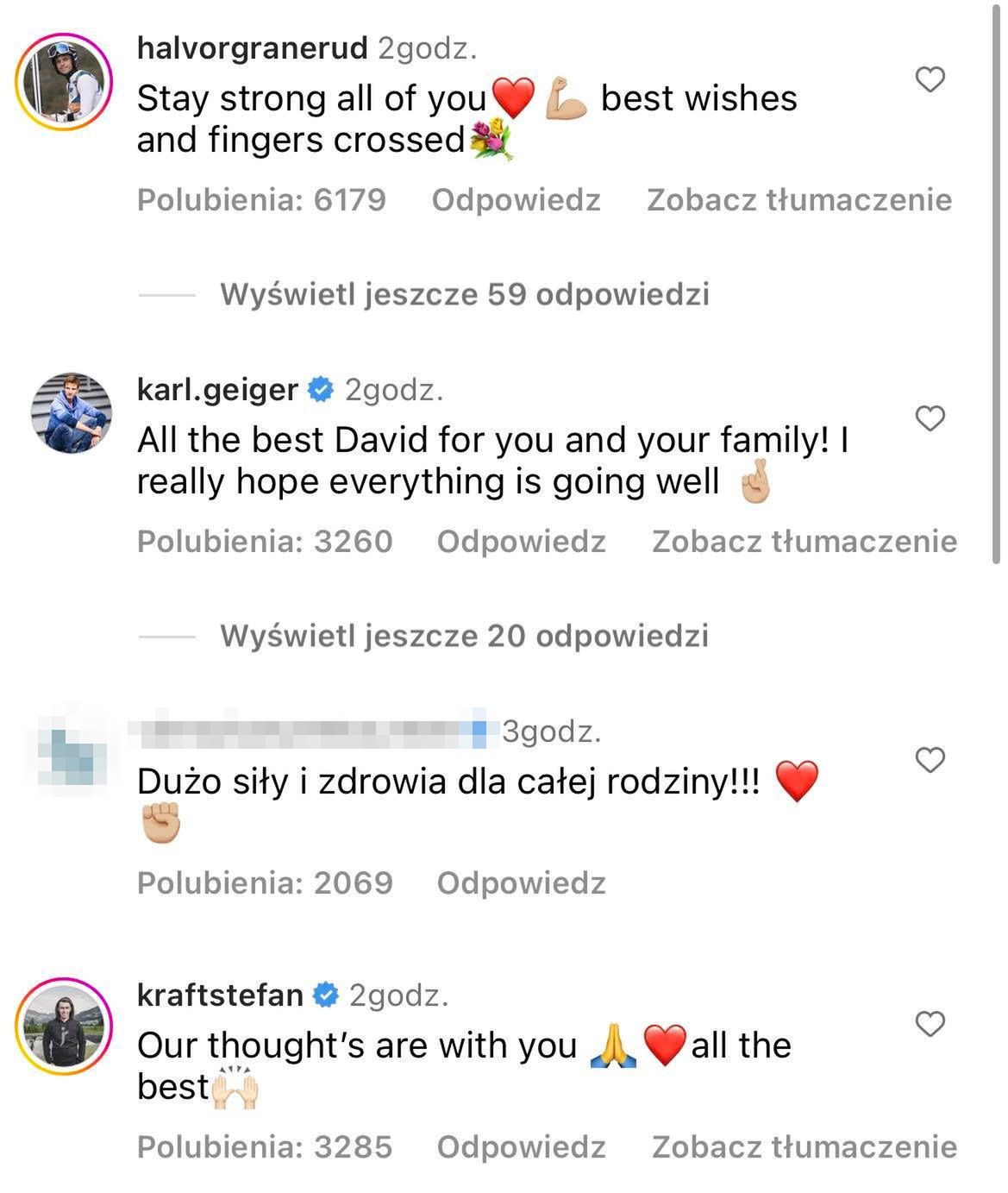 Skoczkowie narciarscy wspierają Dawida Kubackiego