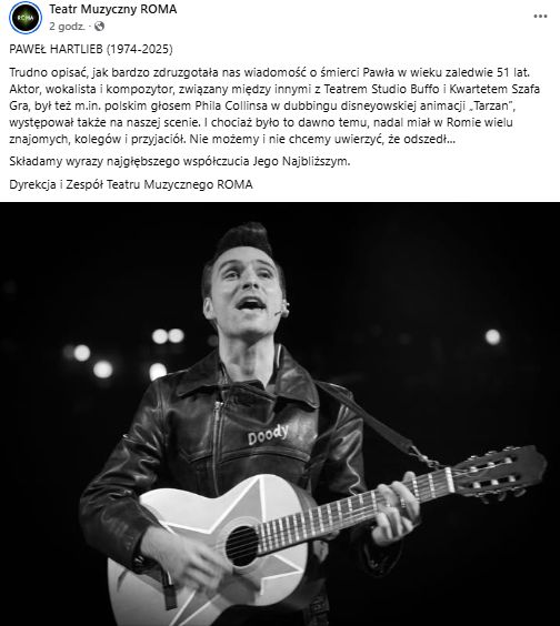 Artyści Romy pożegnali Pawła Hartlieba