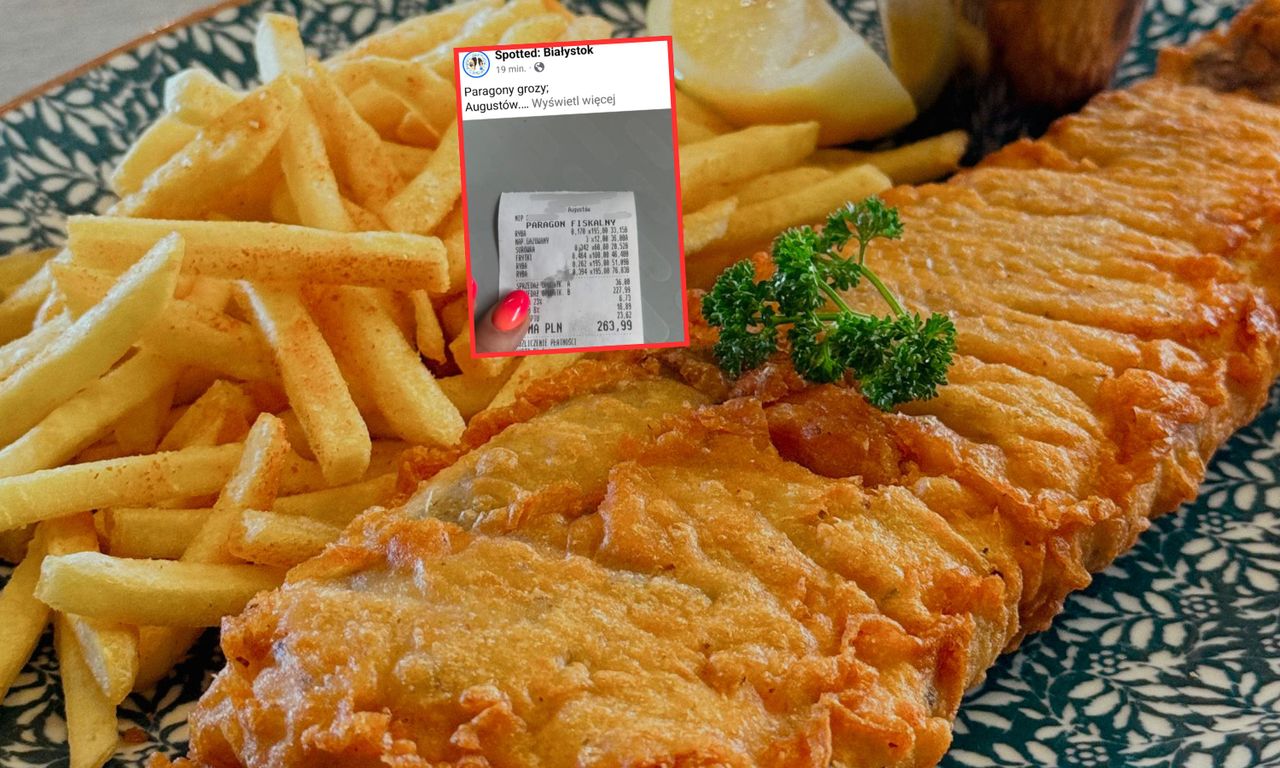 Paragon grozy z Augustowa. Tyle zapłacili za ryby. "Cena frytek powala"