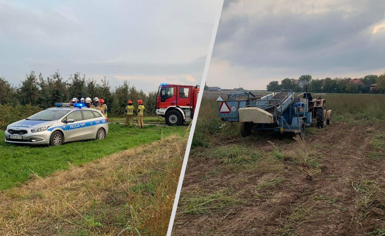 Noga w kombajnie ziemniaczanym. Wypadek w Świętokrzyskiem