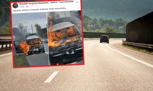 Auto stanęło w płomieniach. Dramatyczne sceny na Zakopiance
