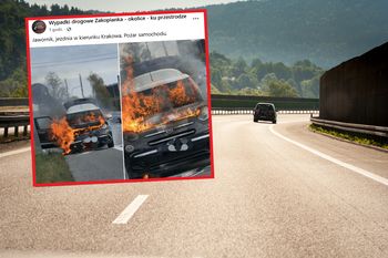 Auto stanęło w płomieniach. Dramatyczne sceny na Zakopiance