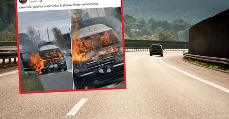 Auto stanęło w płomieniach. Dramatyczne sceny na Zakopiance