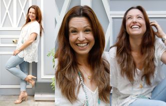 Kanadyjska piosenkarka śmieje się do drzwi