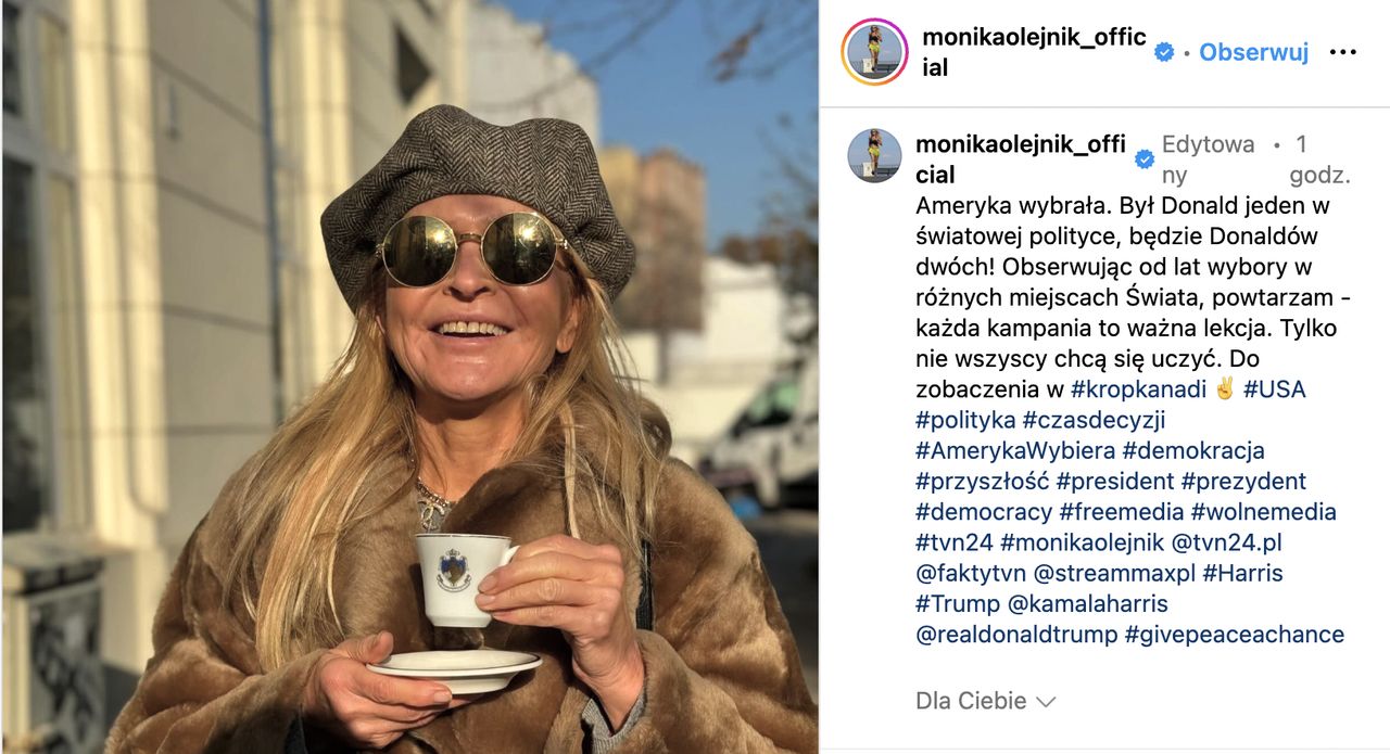 Monika Olejnik zdradziła, co sądzi o xzwycięstwie Donalda Trumpa