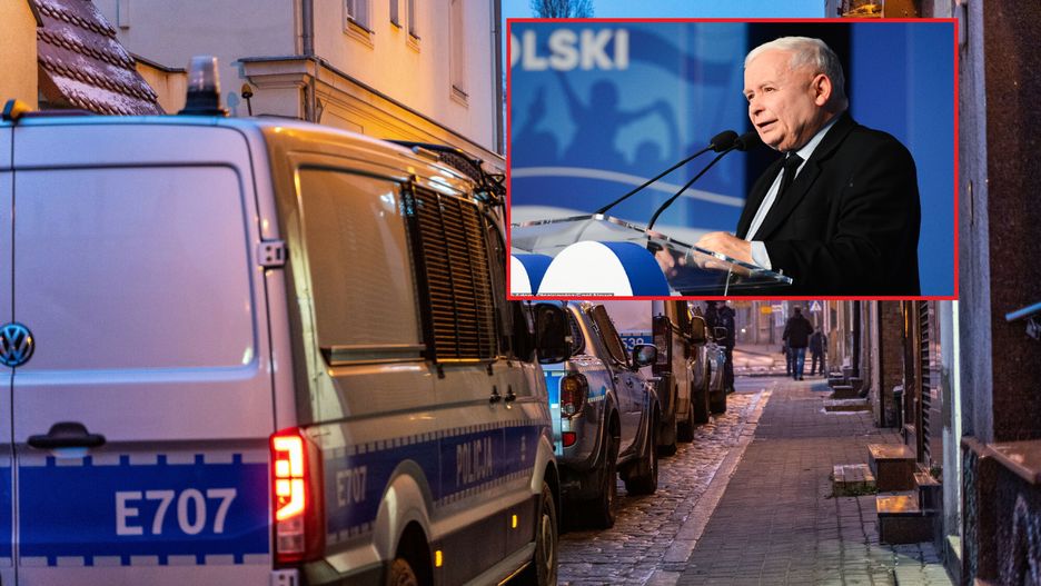 Setki policjantów ochraniają wizyty Jarosława Kaczyńskiego 
